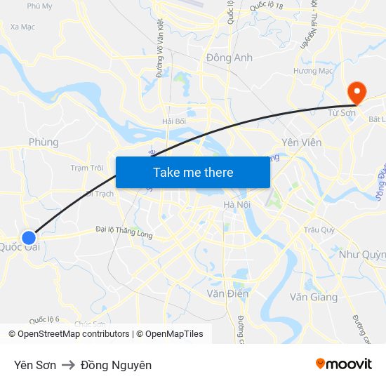 Yên Sơn to Đồng Nguyên map