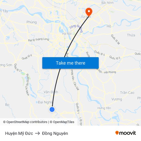 Huyện Mỹ Đức to Đồng Nguyên map