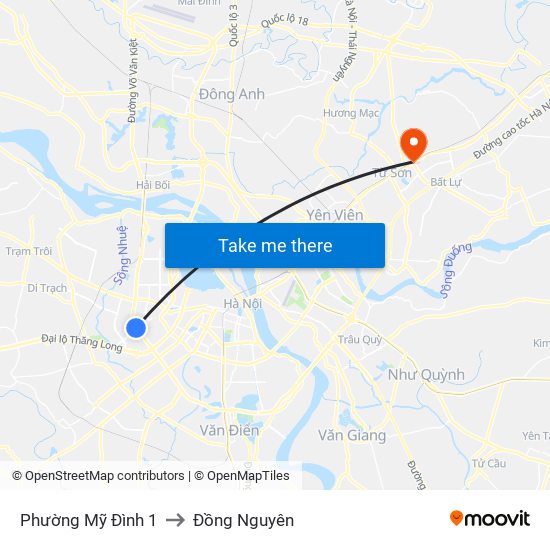 Phường Mỹ Đình 1 to Đồng Nguyên map