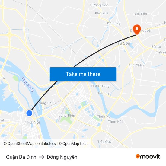 Quận Ba Đình to Đồng Nguyên map