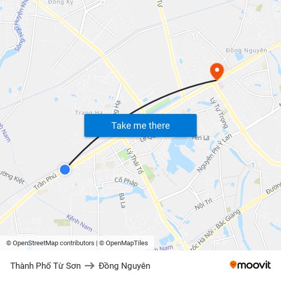 Thành Phố Từ Sơn to Đồng Nguyên map