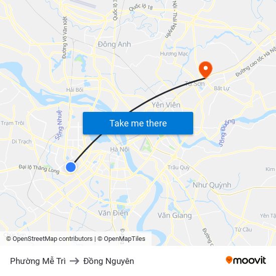 Phường Mễ Trì to Đồng Nguyên map