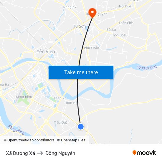 Xã Dương Xá to Đồng Nguyên map