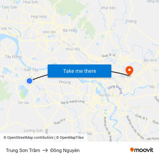 Trung Sơn Trầm to Đồng Nguyên map