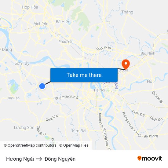 Hương Ngải to Đồng Nguyên map