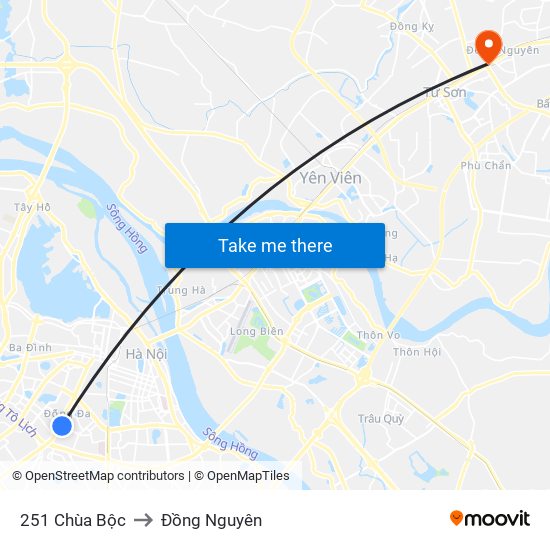 251 Chùa Bộc to Đồng Nguyên map