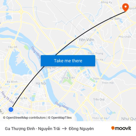 Ga Thượng Đình - Nguyễn Trãi to Đồng Nguyên map