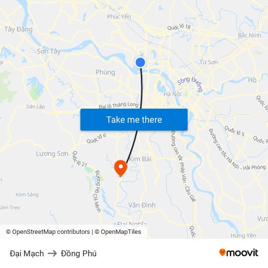 Đại Mạch to Đồng Phú map