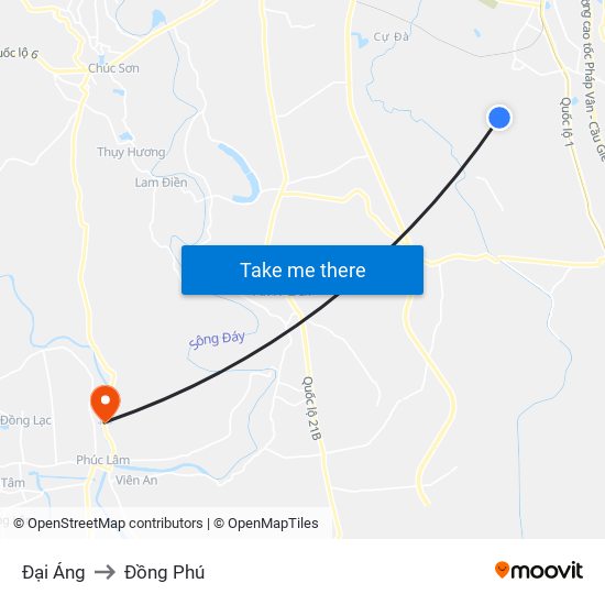 Đại Áng to Đồng Phú map