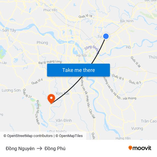 Đồng Nguyên to Đồng Phú map