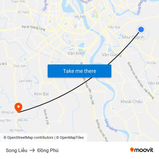 Song Liễu to Đồng Phú map