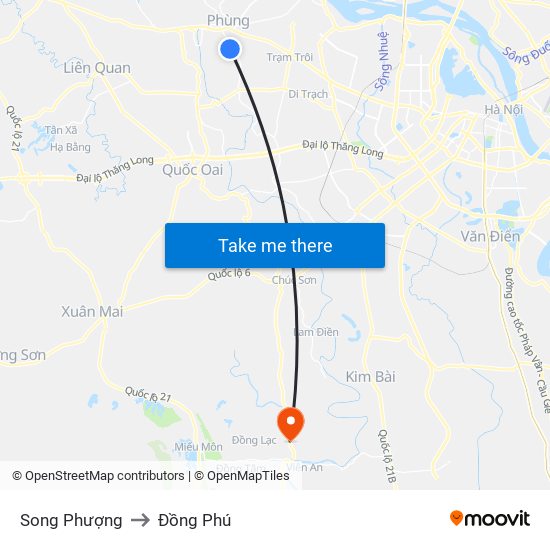 Song Phượng to Đồng Phú map