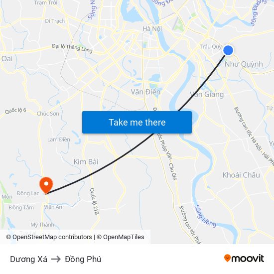 Dương Xá to Đồng Phú map