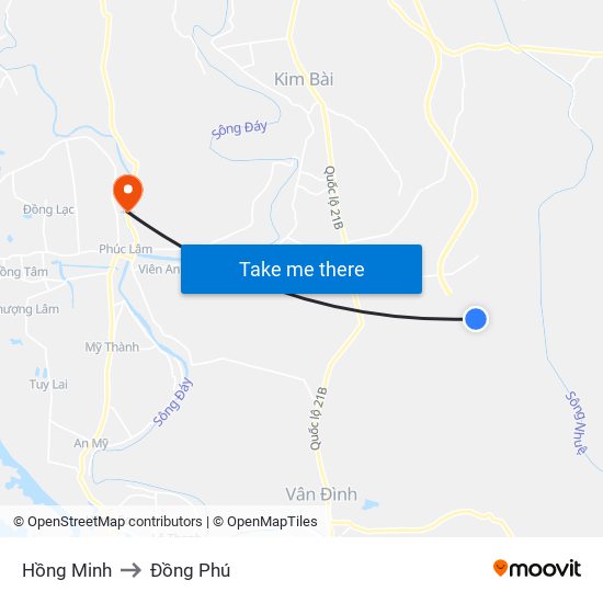 Hồng Minh to Đồng Phú map