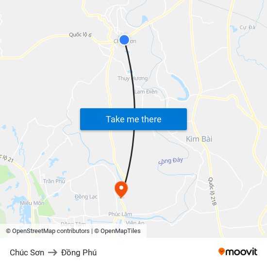 Chúc Sơn to Đồng Phú map
