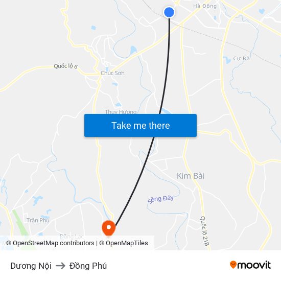 Dương Nội to Đồng Phú map
