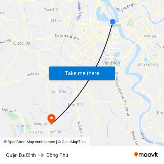 Quận Ba Đình to Đồng Phú map