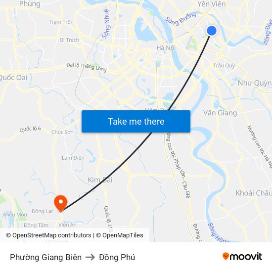 Phường Giang Biên to Đồng Phú map