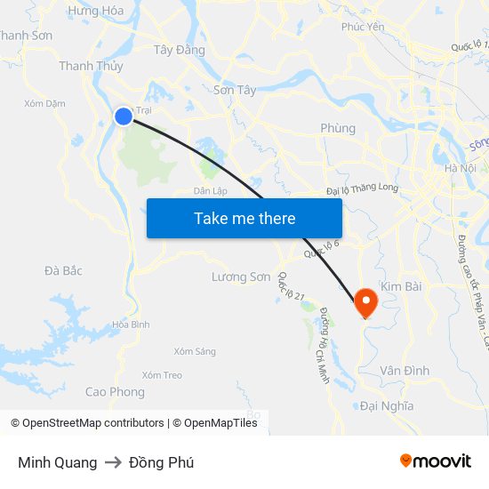 Minh Quang to Đồng Phú map