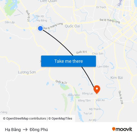 Hạ Bằng to Đồng Phú map