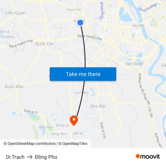 Di Trạch to Đồng Phú map