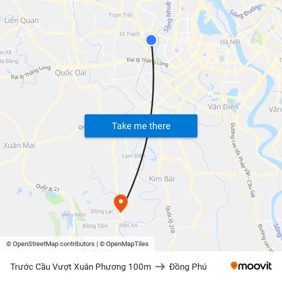 Trước Cầu Vượt Xuân Phương 100m to Đồng Phú map