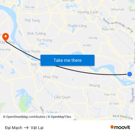 Đại Mạch to Vật Lại map