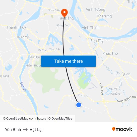 Yên Bình to Vật Lại map