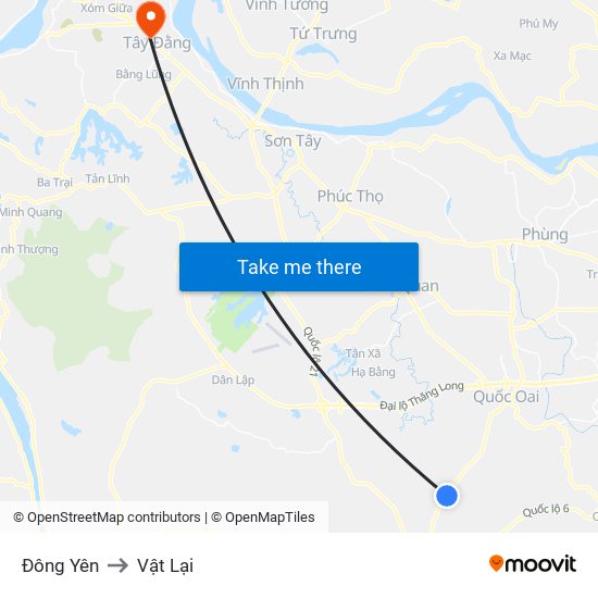 Đông Yên to Vật Lại map