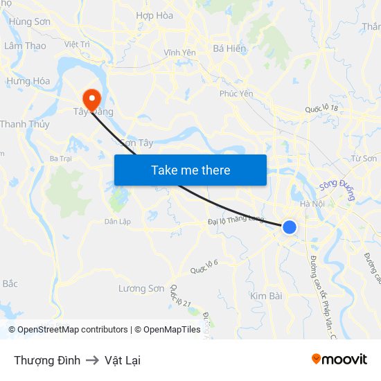 Thượng Đình to Vật Lại map