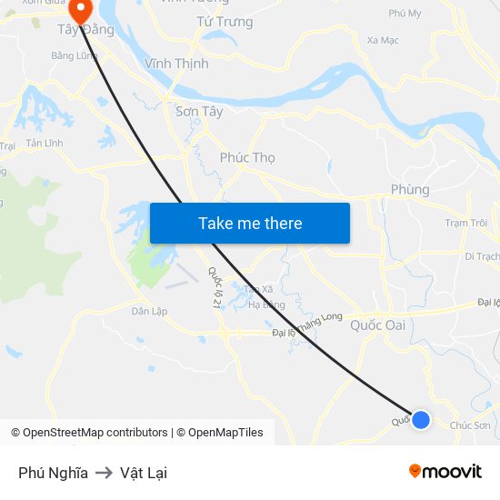 Phú Nghĩa to Vật Lại map