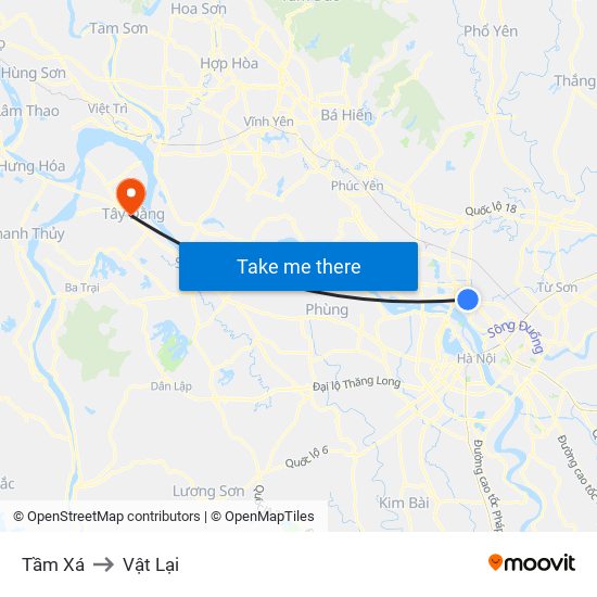 Tầm Xá to Vật Lại map