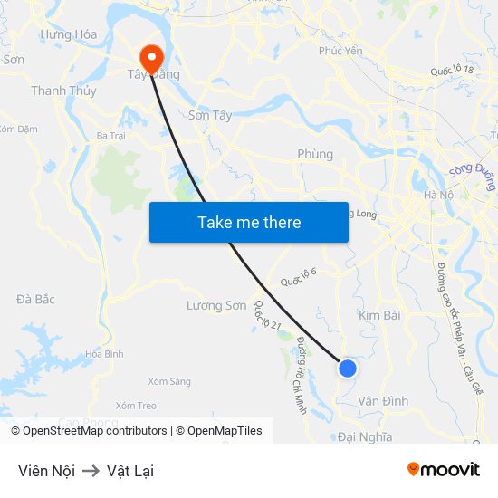 Viên Nội to Vật Lại map