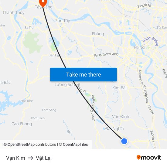 Vạn Kim to Vật Lại map