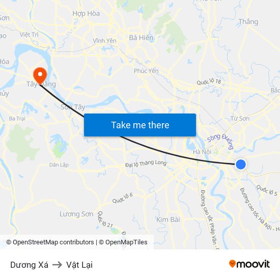 Dương Xá to Vật Lại map