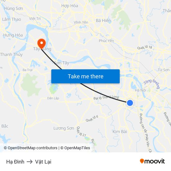 Hạ Đình to Vật Lại map