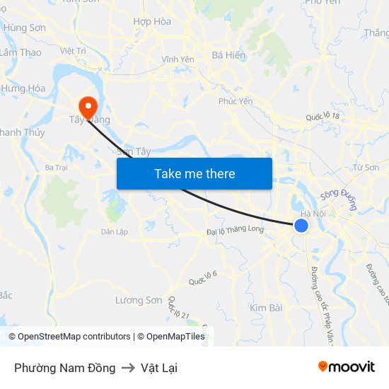 Phường Nam Đồng to Vật Lại map