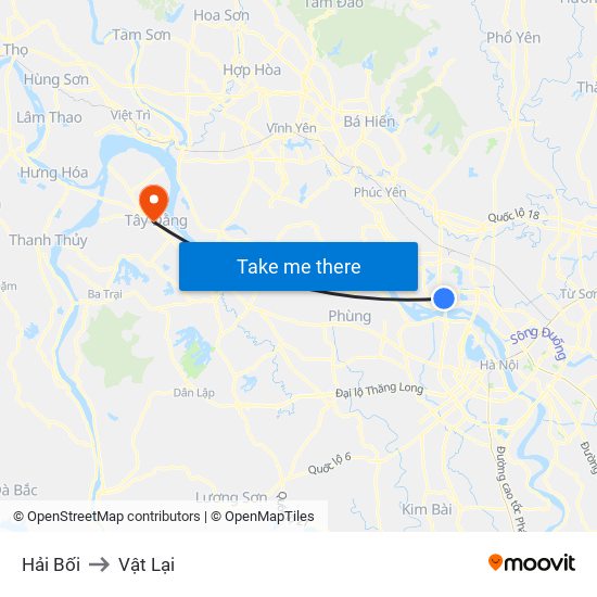 Hải Bối to Vật Lại map