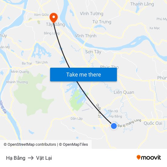 Hạ Bằng to Vật Lại map