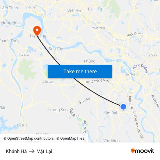 Khánh Hà to Vật Lại map