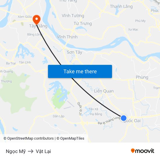 Ngọc Mỹ to Vật Lại map