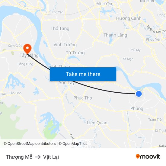 Thượng Mỗ to Vật Lại map