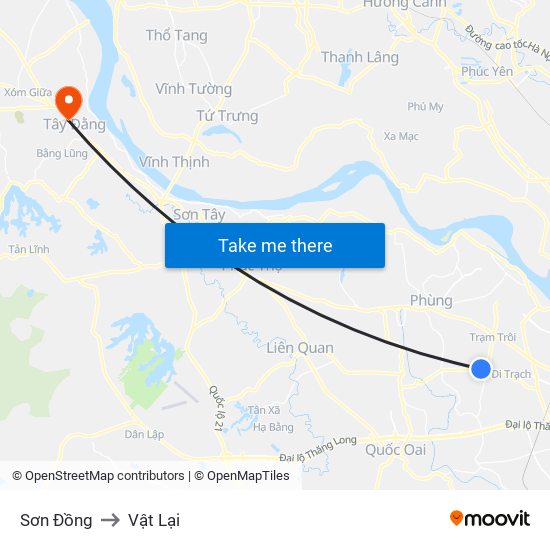 Sơn Đồng to Vật Lại map