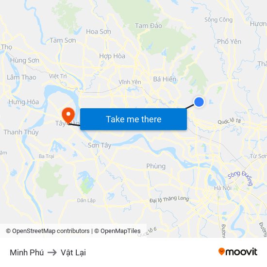 Minh Phú to Vật Lại map