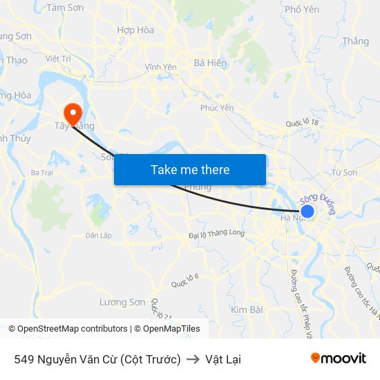 549 Nguyễn Văn Cừ (Cột Trước) to Vật Lại map