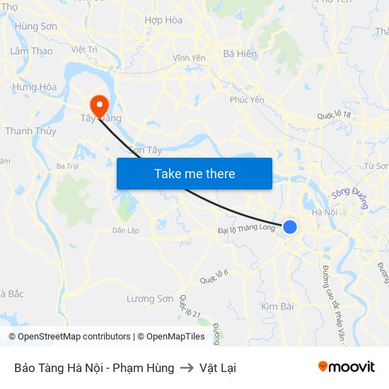 Bảo Tàng Hà Nội - Phạm Hùng to Vật Lại map