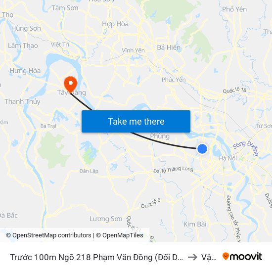 Trước 100m Ngõ 218 Phạm Văn Đồng (Đối Diện Công Viên Hòa Bình) to Vật Lại map