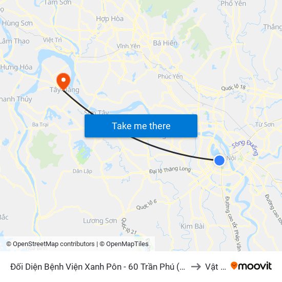 Đối Diện Bệnh Viện Xanh Pôn - 60 Trần Phú (Bộ Tư Pháp) to Vật Lại map