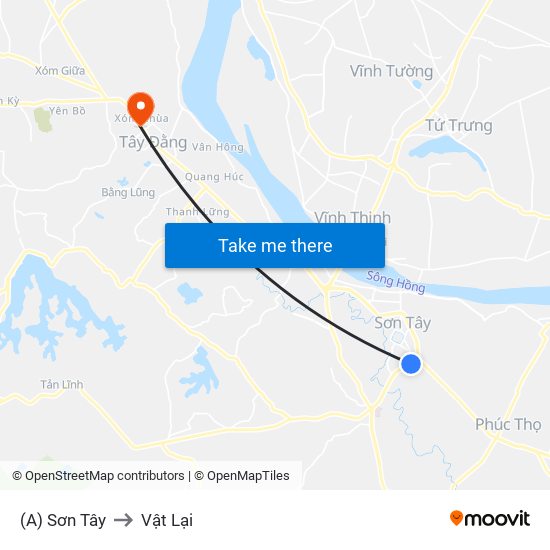 (A) Sơn Tây to Vật Lại map