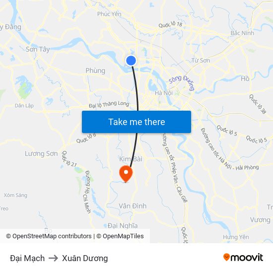 Đại Mạch to Xuân Dương map